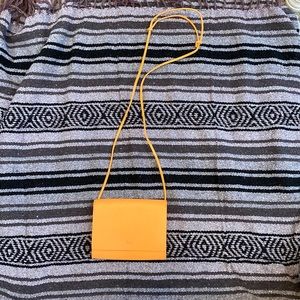 Orange Baggu Leather Crossbody Clutch